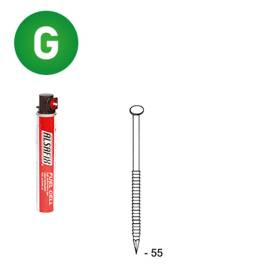 2 200 Pointes Annelées Galvanisées en Bande 34° (Pack) - 2.8x55 mm + 2 Cartouches de Gaz Rouge - D-Work
