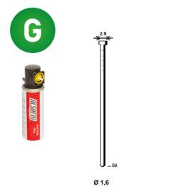 Pack de 2000 Pointes Brads Galvanisés en Bande 20° D. 1,6/2,9 x L. 50 mm – 2 Cartouches de Gaz Jaune GAZ0020 – Fixatio - ALSAFIX