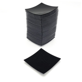 25 platos cuadrados, 95 x 95 x Ht. 13 mm reutilizables, reciclables 100% Francés - Negro - D-Work