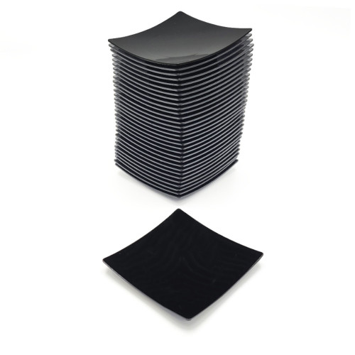 25 assiettes carrées de 95 x 95 x Ht. 13 mm réutilisable, recyclable 100% Française - Noir - D-Work