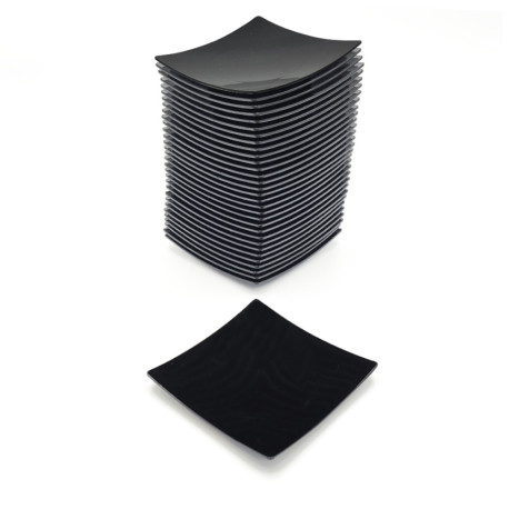 25 square plates, 95 x 95 x Ht. 13 mm reusable, recyclable 100% French - Black - D-Work