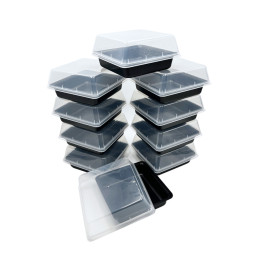 10 Scatole per alimenti quadrate 17 x 17 cm per la preparazione dei pasti, scatola per il pranzo, riutilizzabili senza BPA 100% 