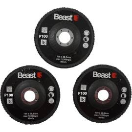 Disques Abrasifs P100 125/22 mm - 3 Pièces - Performance Élevée - Idéal pour Ponçage - Beast
