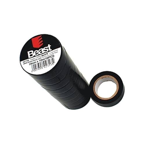 Ruban Isolant Noir 19mm x 10m - Lot de 10 Rouleaux - Pratique et résistant - Qualité premium - Beast