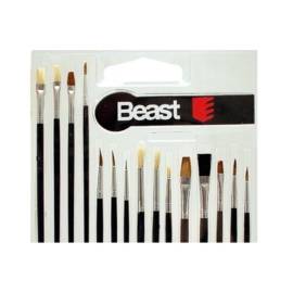 Assortiment de Pinceaux Mix 15 pcs - Idéal pour Peinture et Décoration - Précision et Polyvalence - Beast