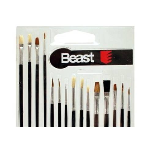 Assortiment de Pinceaux Mix 15 pcs - Idéal pour Peinture et Décoration - Précision et Polyvalence - Beast
