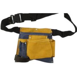 Ceinture Sacoche Porte Outils 20x20 cm - Cuir, 5 Pockets, Double Couleur - Pratique et Durable - Beast