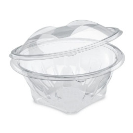 50 Barquettes à Salade 1000 ml avec Couvercle Attenant (175x166xH.66mm) en PET Pratiques, Hermétiques et Résistantes - D-Work