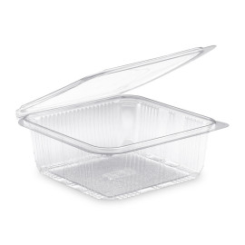 50 Barquettes à Salade 1000 ml avec Couvercle Attenant (175x166xH.66mm) en PET Pratiques, Hermétiques et Résistantes - D-Work