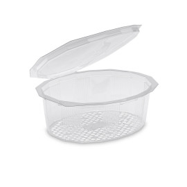 50 Barquettes à Salade 1000 ml avec Couvercle Attenant (175x166xH.66mm) en PET Pratiques, Hermétiques et Résistantes - D-Work