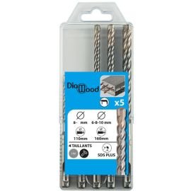 Coffret 5 Forets Béton SDS+ 4 Taillants - Performants et Durables - Idéal pour le Bricolage - LEMAN