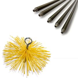 Kit de Ramonage 7mavec Hérisson Rond D.200en Synthétique – Nettoyage Efficace des Cheminées - LEMAN