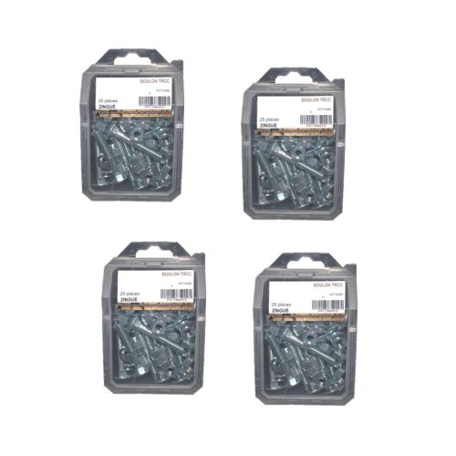 4 x 20 Boulons TRCC 8 x 60 mm – Zingué Blanc, Norme DIN 603/555 – Fixation Sécurisée et Durable - LENNIE
