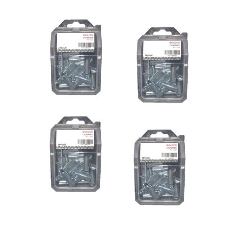 4 Coques de 25 Manchons Cylindriques 8 x 30 mm - Zingué blanc - D-Work