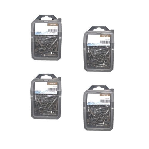 4 Coques de 20 Tirefonds Bois Tête Hexagonale 8 x 50 mm - Inox A2 - D-Work