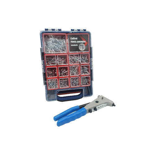 Coffret 815 pcs Rivets Aveugles ALX TRS Tête Ronde Alu/Acier avec 1 Pince à Rivets - D-Work