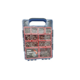 Coffret 845 Vis Bois et Panneaux Particules Tête Fraisée Pozidriv - Zingué blanc - D-Work