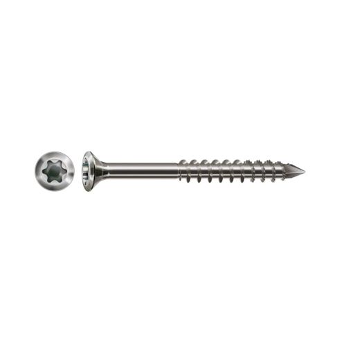100 Vis Bois pour Bardage Tête Fraisée Bombée Réduite Torx TSTAR + pointe 4CUT F/Partiel 4 x 45 mm - Inox A2 - D-Work
