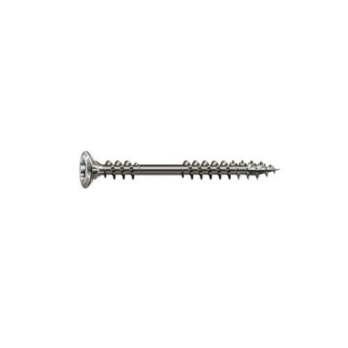 100 Vis Terrasse Bois Double Filetage Tête Fraisée Bombée Torx T-STAR + pointe 4CUT 4.5 x 60 mm - Inox A2 - D-Work