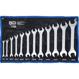 Jeu de Clés Plates 6 x 7 - 30 x 32 mm - 12 pcs - Acier Résistant et Pratique pour Bricolage, Pro - D-Work