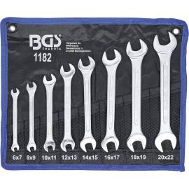 Jeu de Clés Plates 8 Pièces 6x7 à 20x22 mm - Acier Résistant - Précision et Durabilité - BGS