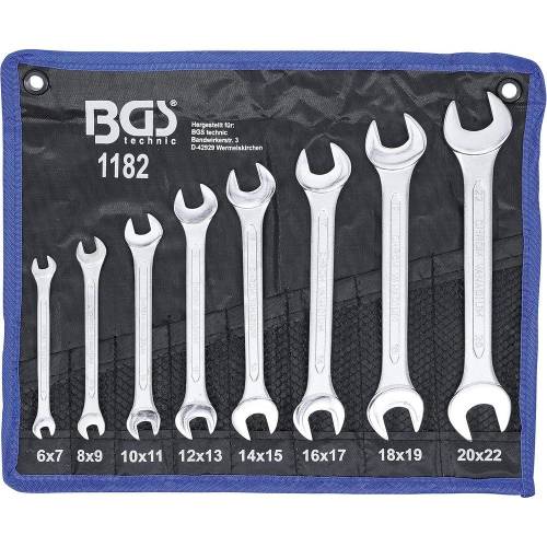 Jeu de Clés Plates 8 pcs 6 x 7 à 20 x 22 mm - Acier Résistant - Précision et Durabilité, Pro - D-Work