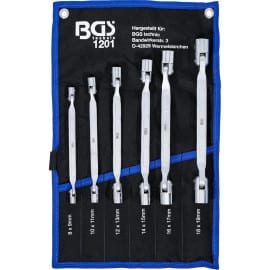 Jeu de Clés à Oeil Doubles Tête Orientable 6 pcs - Acier Résistant - Polyvalence et Précision, Zones Difficiles - D-Work