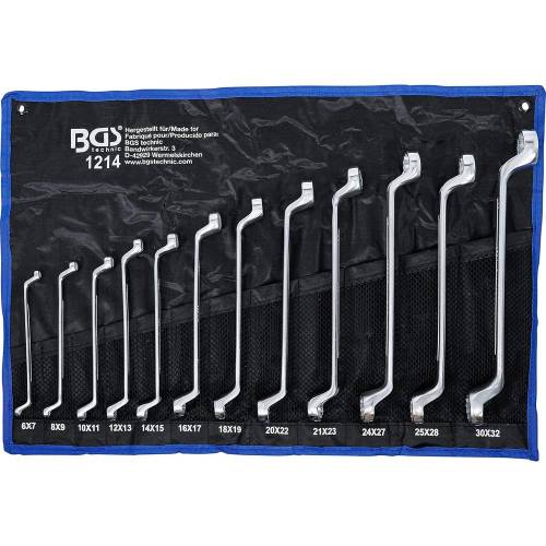 Jeu de Clés à Oeil Doubles Coudées 12 pcs - 6 x 7 à 30 x 32 mm - Acier Résistant et Précision Professionnelle - D-Work
