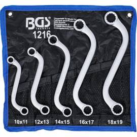 Jeu de Clés à Œil Doubles en S 5 Pièces - 10x11 à 18x19 mm - Acier Résistant et Pratique pour Bricolage - BGS