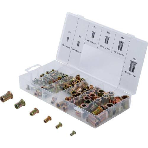 Assortiment d Écrous Rivets Acier Galvanisé - 150 Pièces - Résistants et Durables - BGS