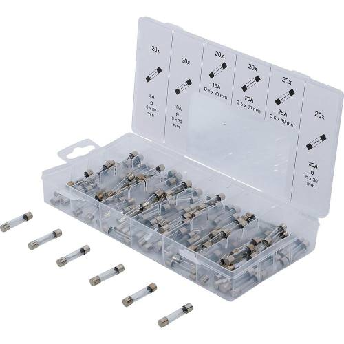 Assortiment de Fusibles en Verre 120 pièces - Variété et Sécurité Électrique - BGS