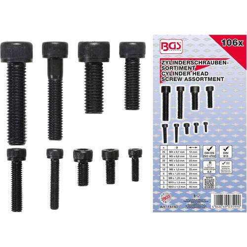 Assortiment de Vis à Tête Cylindrique Hexagone Femelle 106 Pièces - - Polyvalence et Praticité - BGS