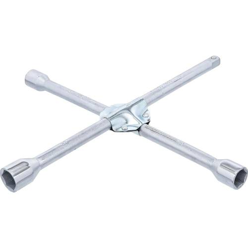 Clé en Croix VP pour Voitures - 17x19x21x12,5 mm (1/2 ) - Acier Résistant - Prise Polyvalente et Durable - BGS