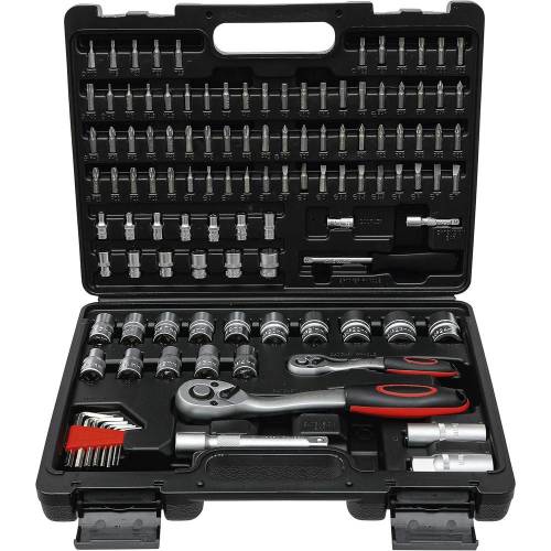 Jeu de Douilles à Six Pans 115 pcs - 6,3 mm (1/4) et 12,5 mm (1/2) - Acier Résistant - Polyvalence et Précision - D-Work