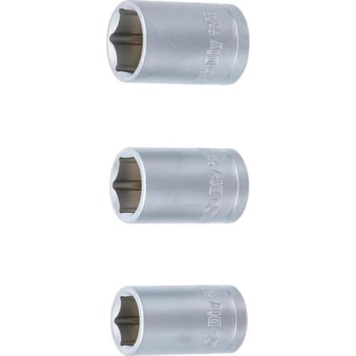 Jeu de Douilles 12,5 mm (1/2 ) 15-17-19 mm - 3 Pièces - Acier Résistant et Pratique pour Mécanique - BGS