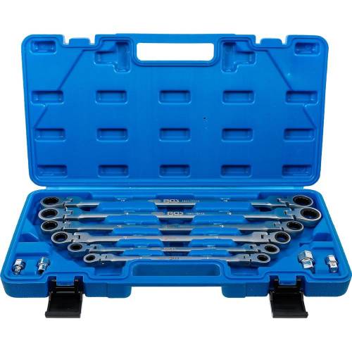 Jeu de Clés à Oeil à Cliquet 8-19 mm - 10 pcs - Acier Résistant et Pratique pour Mécanique, Zones Difficiles - D-Work