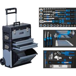 Chariot de Montage Mobile avec 111 Outils - 33,5 x 10 x 45,5 cm - Mobilité et Polyvalence pour Atelier - D-Work