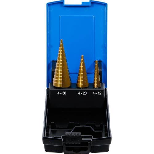Jeu de Forets Étagés 3 pcs D.4-30 mm - Nitrure de Titane - Perçage Précis et Durable, Acier - D-Work