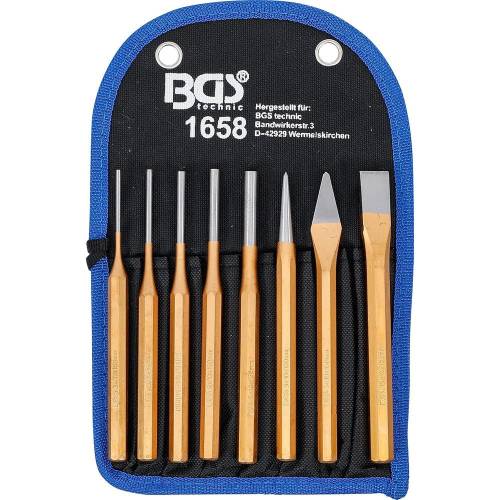 Jeu de Chasse-Goupilles 150 mm - 8 pcs avec Burins et Pointeaux - Précision et Robustesse, Acier - D-Work