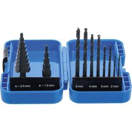 Jeu de Forets Étagés et Hélicoïdaux HSS 10 Pièces - 4-12 mm 4-20 mm, 2-5 mm - Précision et Polyvalence - BGS