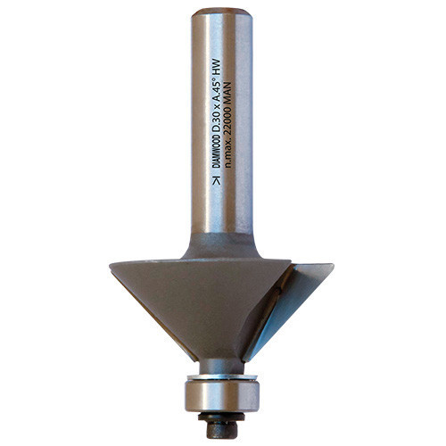 Mèche à chanfreiner 45° HM micrograin + roulement D. 30 x Lt. 50 x Lu. 10 x Q 6 mm x Z3 - Diamwood Platinum