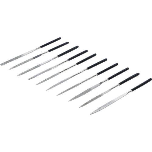 Jeu de Limes Diamantées Droites 10 pcs 140 x 3 mm - Précision et Durabilité - Plastique, Pro - D-Work