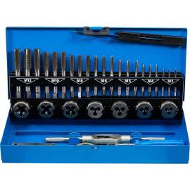 Jeu de Tarauds M3-M12 32 pcs - Acier, Précision et Durabilité, Pro - D-Work