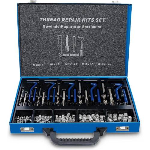Kit de Réparation de Filets M5-M12 - 130 Pièces - Acier Résistant - Réparation Facile et Durable - BGS