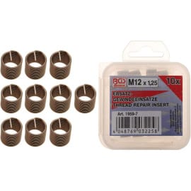 Inserts Taraudés de Rechange M12 x 1,25 - 10 pcs - Acier Résistant - Fixation Fiable et Durable - D-Work
