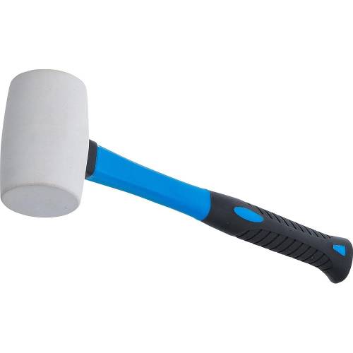 Maillet Caoutchouc 48 mm - Manche Fibres de Verre, Tête Blanche - Léger et Résistant pour Travaux Précis - D-Work