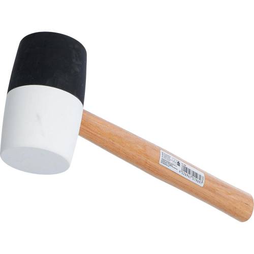 Maillet Caoutchouc 840 g D.63 mm - Manche Hickory, Tête Noire et Blanche - Résistance et Confort d Usage - D-Work