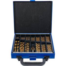 Jeu de Forets Étages 119 Pièces 1-10 mm - HSS, Traitement Nitrure de Titane - Perçage Précis et Durable - BGS