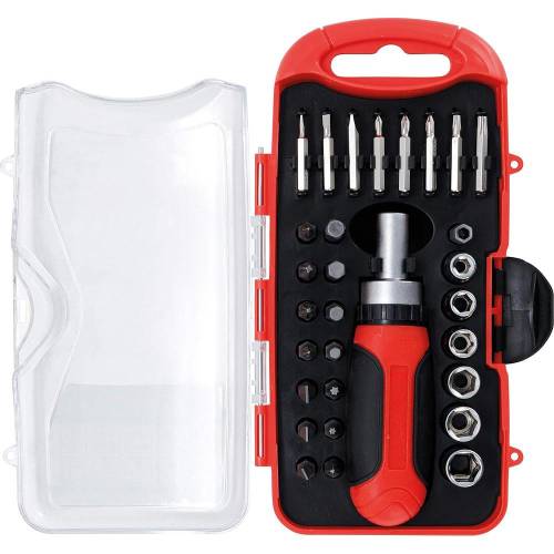 Jeu d Embouts et Douilles 30 pcs - Poignée Rotative à Cliquet - Embouts Réversibles, Précision et Confort d Utilisation - D-Work