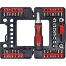 Jeu d Embouts et Douilles 38 Pièces - Poignée Rotative à Cliquet - Embouts Réversibles, Précision et Polyvalence - BGS